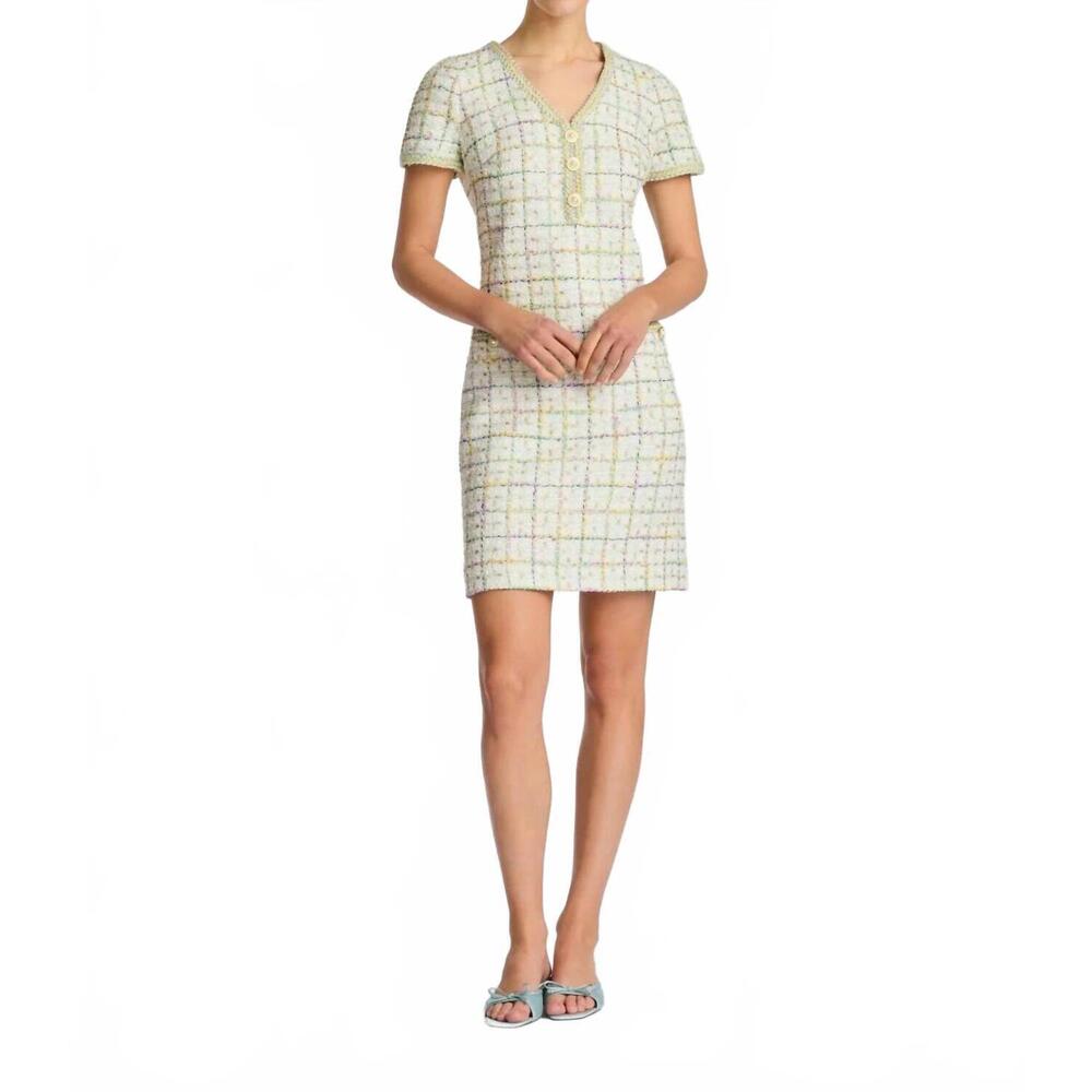 NEW WEILL pastel tweed mini dress in green